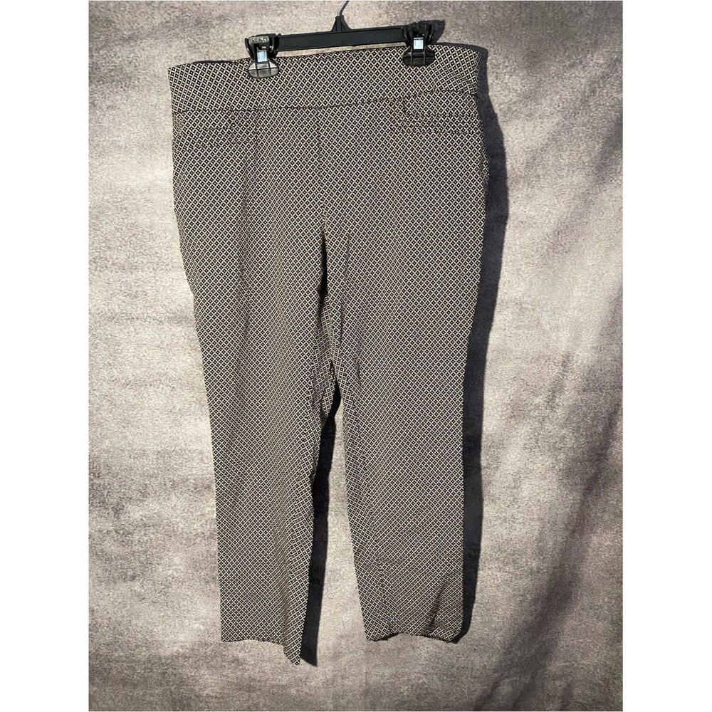 Studio 253 Women XL Geometric Print Pull On Stretch Straight Dress Pants